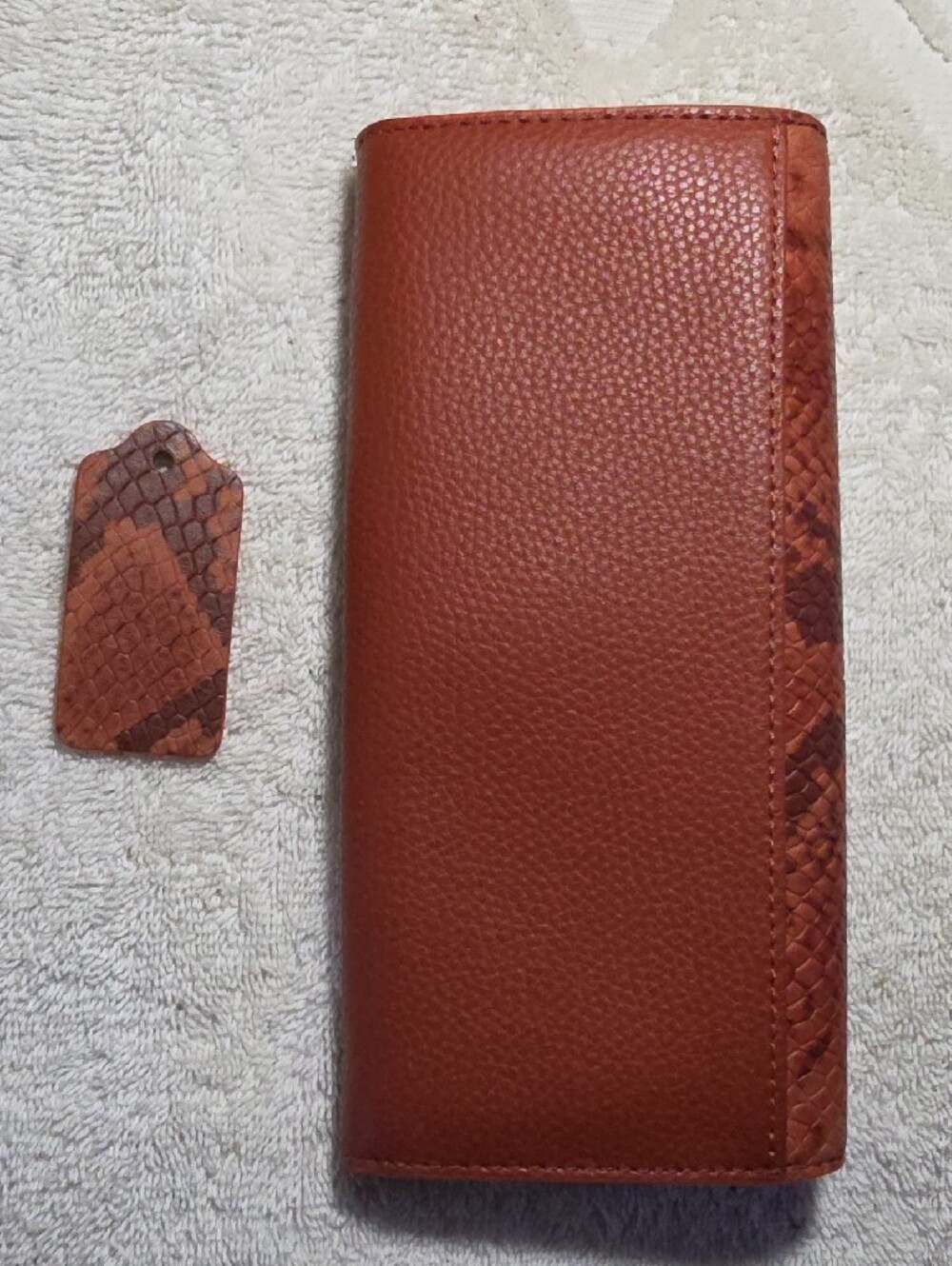 Coach Rust Leather Shoulder Bag with Snakeskin-Print Trim - Picture 14 of 16